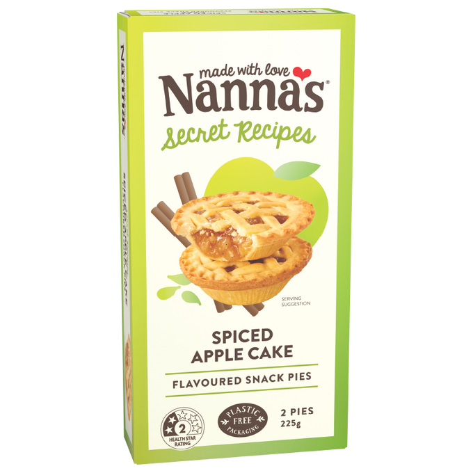 NANNA'S SECRET RECIPES SPICED APPLE CAKE FLAVOURED SNACK PIES  225G